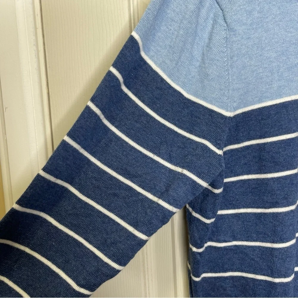 Vineyard Vines Men’s 1/4 Zip Cotton Striped Pullover Sweater Blue White Sz S